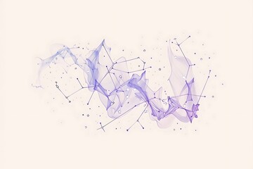 A minimalist line art drawing of a constellation, using only shades of purple and blue to create a sense of elegance and mystery.