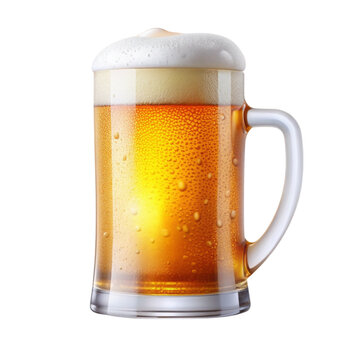 recommend clip art: Beer mug with frothy head and condensation droplets on black background