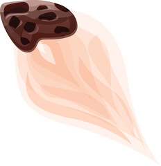 Chocolate chip cookie dough melting into a soft serve ice cream swirl