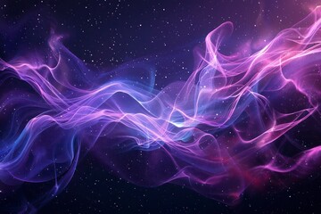 Fototapeta premium Digital Purple Particle Wave: Shimmering Light and Radiant Starry Dots