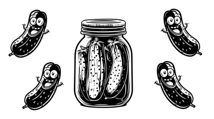 Pickle vector black and white,pickle