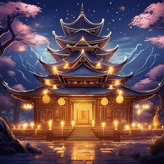 chinese temple at night