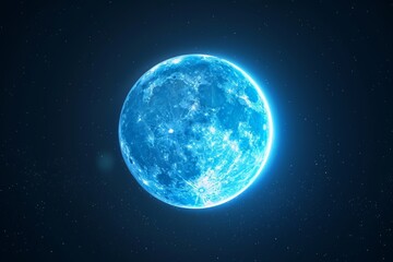 Obraz premium full moon with a glowing blue aura floating in the night sky