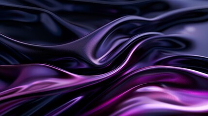 Obraz premium A detailed macro shot of smooth satinlike waves and curves with a reflective surface The shapes flow and overlap capturing light to display a blend of dark purples Onahau and subtle pinks The backgrou