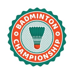 Badminton club championship logo emblem design illustration