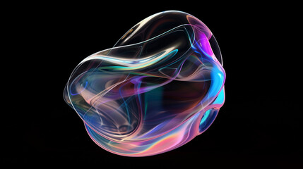 Kolorowa niebieska plama z atramentu alkoholowego na czarnym tle - wyizolowana. Bańka mydlana	