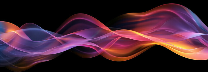 Abstrakcyjne tło - nowoczesna neonowe fale z cieniem i kolorowym światłem na czarnym tle. Olejne dynamiczne smugi na tkaninie 