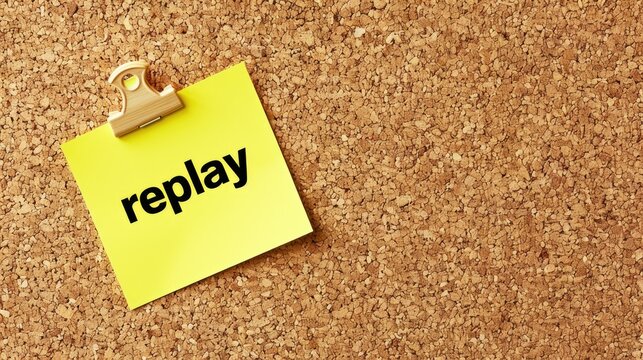 Yellow paper with replay on cork board with room for text