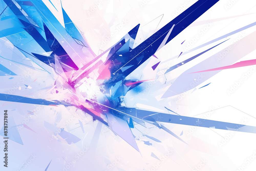 Poster abstract digital art with sharp, angular shapes and vibrant colors. white abstract background with g