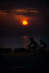 Warm sunrise by the seashore