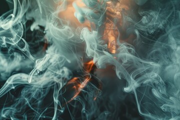 A man stands with hands on hips amidst swirling smoke, Craft a futuristic scene with smoke tendrils intertwining