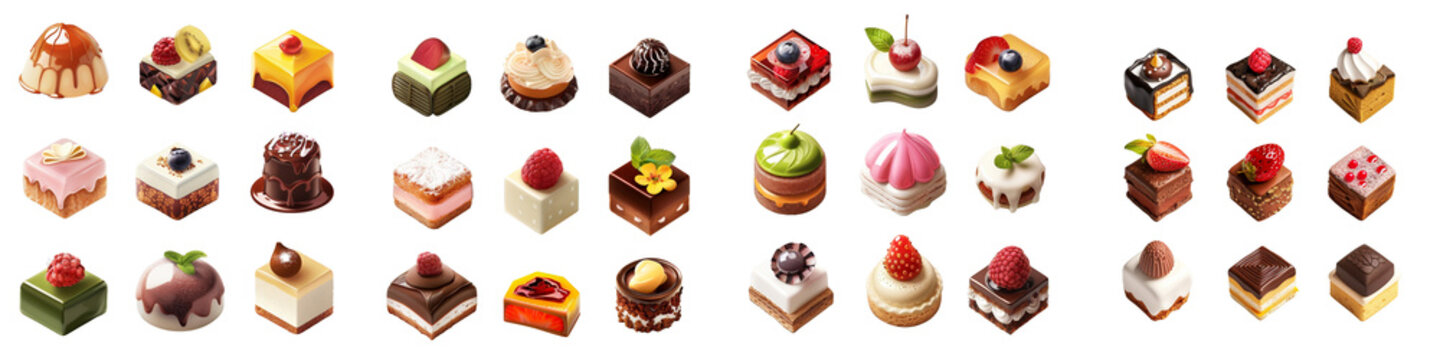 Petit Four clipart collection, symbol, logos, icons isolated on transparent background