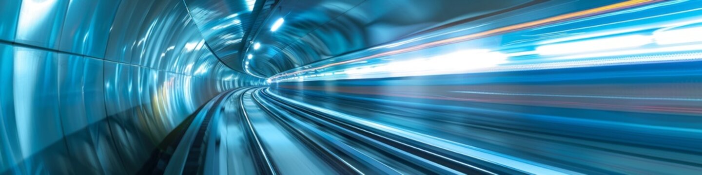 banner hyperloop train speeding through a transparent tunnel at incredible speeds