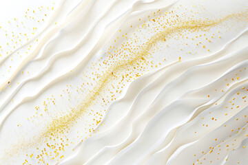Smooth white waves with golden lines create a sophisticated texture and modern style.