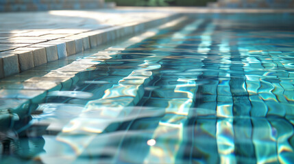 Naklejka premium Infinity pool with cascading water and breathtaking mountain views at sunset, creating a luxurious and serene atmosphere.