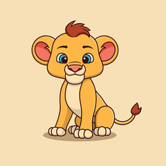 Cute lion cub vector illustration