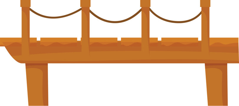 recommend clip art: Simple wooden bridge with rope handrail connecting two sides