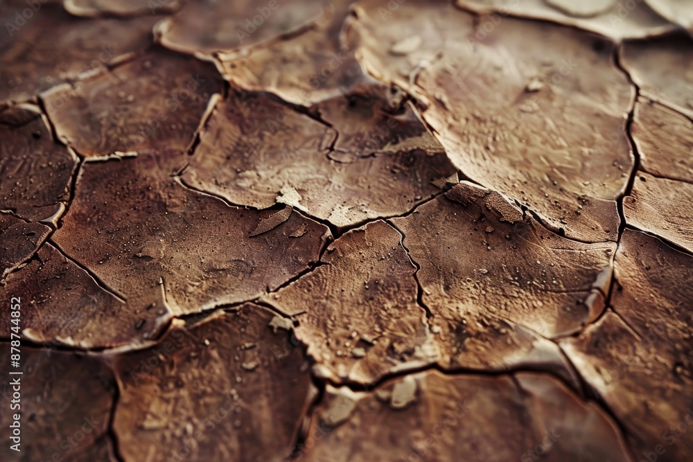 Poster detailed close-up of cracks on a surface, showcasing textures and patterns, create a detailed and re