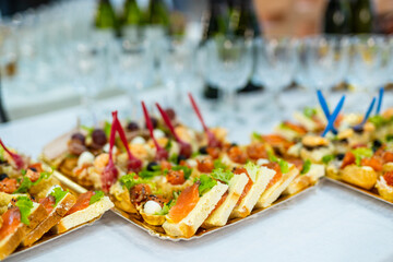 Catering Appetizers on Gold Trays