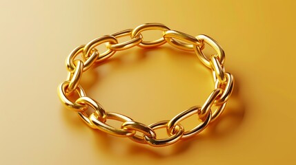 Obraz premium Golden chain shape modern bracelet very detailed and realistic shape light yellow background