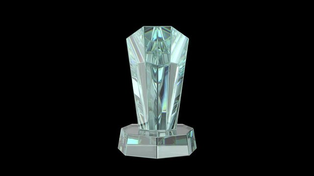 Obelisk crystal trophy on a black background