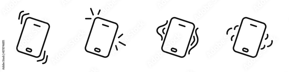 Poster vibrating phone icon set. phone call vector. smartphone on vibration mode vector. vector illustratio