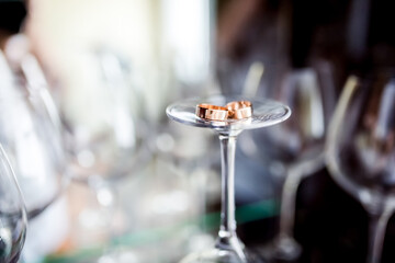 Wedding Rings on Wine Glass