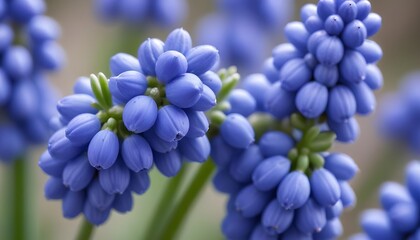 Beautiful blue grape hyacinth macro shot