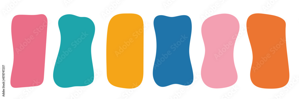 Poster abstract organic rectangle shapes set. empty quote frames. color empty speech bubble blobs. text box