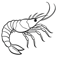 Shrimp silhouette, Prawn cut-out vector icon black and white