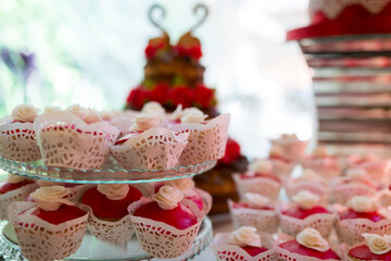 Pink and White Wedding Cupcakes on a Stand
