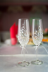 Decorated Champagne Flutes for Wedding