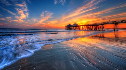 Gorgeous dawn near the pier at cocoa beach