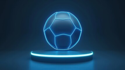 A minimalist soccer celebration where a glowing podium made of enchanted materials showcases otherworldly player achievements