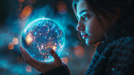 Naklejka premium Futuristic wallpaper blending sci-fi aesthetics, advanced technology, and business innovation for a visionary future