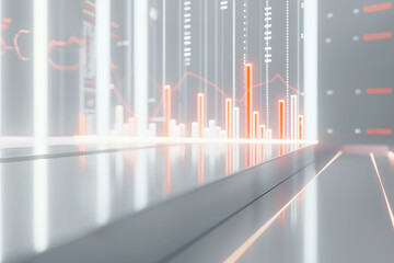 Futuristic digital data visualization with glowing graphs and charts in modern technology interface finance analytics concept