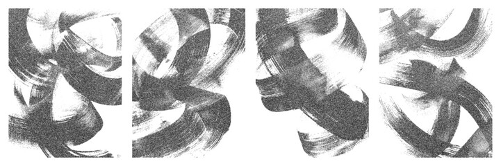 Abstract stippled paint texture backgrounds. Distressed retro punk sandstone splatter effect covers. Ink brush dotted gritty overlay elements. Vector illustration for exhibition banner or music poster