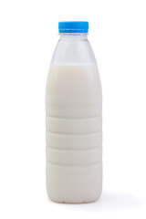 Milk in a 1 liter plastic bottle isolated on white background