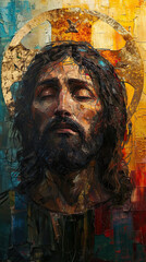 Oil painting of Jesus' portrait 