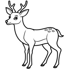 Funny Cartoon Deer Silhouette vector illustration black and white 