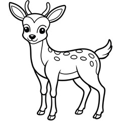 Funny Cartoon Deer Silhouette vector illustration black and white 