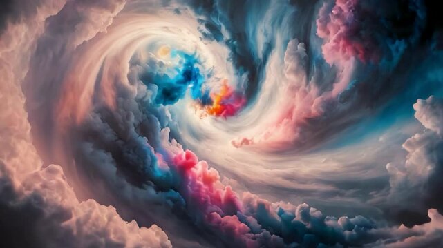 cosmic cloud, vibrant bursts of color coexist with dark, melancholic shadows, creating a mesmerizing contrast. 