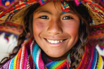 Fototapeta premium Aymara girl smiling