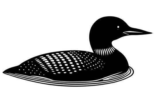 recommend clip art:  Loon bird silhouette lineocut vector illustration