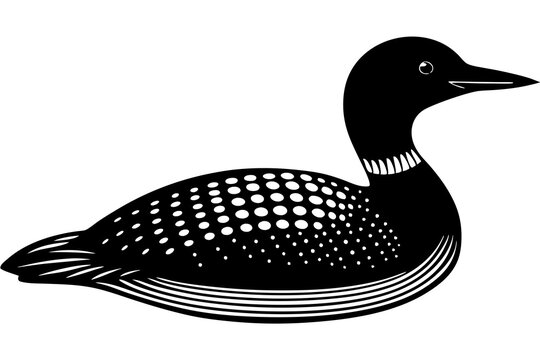 recommend clip art:  Loon bird silhouette lineocut vector illustration