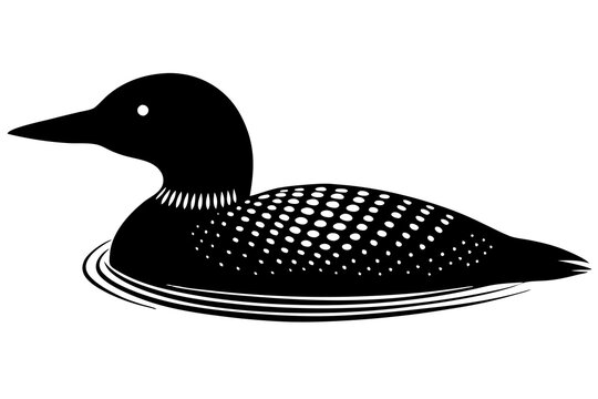 recommend clip art:  Loon bird silhouette lineocut vector illustration