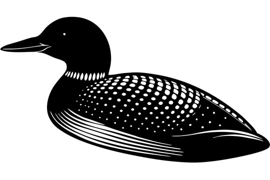 recommend clip art:  Loon bird silhouette lineocut vector illustration