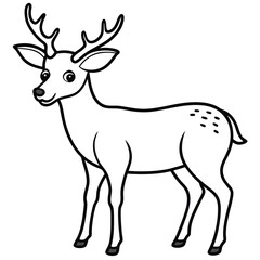 Funny Cartoon Deer Silhouette vector illustration black and white 