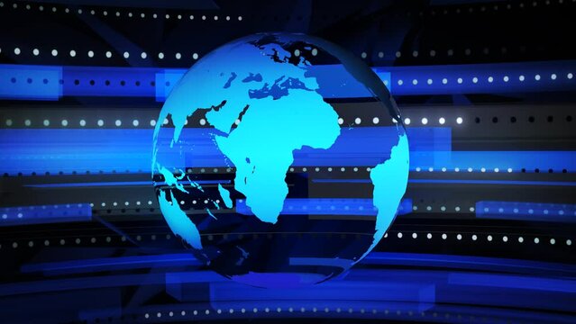 TV news global, background intro animation, rotating in seamless loop. Transparent earth and other 3D graphic elements. Ideal also for logos, worldwide business meetings, live reports or broadcasting