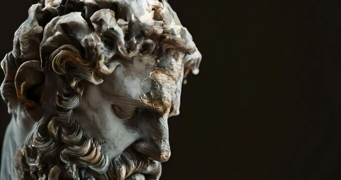 ancient statue of a men with curly hair